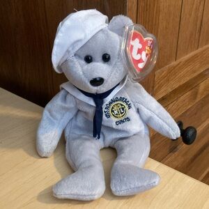 2003 USS Ronald Reagan RONNIE 10 Year TY Beanie Babies Gray USN Navy Sailor Bear